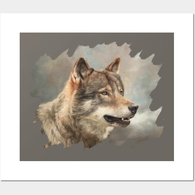 Grey Wolf Portrait Wall Art by davidstribblingwildlifeart